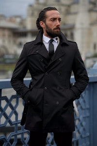 Ted Slim Fit Black Feather Detailed Winter Coat
