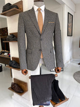 Load image into Gallery viewer, Connor Slim Fit Self-Patterned Black Woolen Blazer Only
