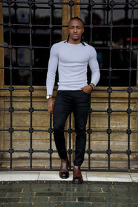 Ted Slim Fit White Round Neck Sweater