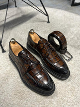 Load image into Gallery viewer, Karl Eva Sole Croc Detailed Brown Shoes
