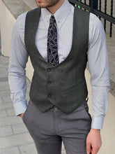 Load image into Gallery viewer, Ben Slim Fit Double Breasted Green Vest
