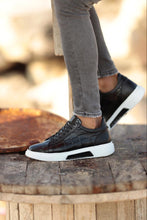Load image into Gallery viewer, Ash Croc Detailed Eva Sole Black Sneakers
