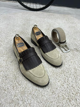 Load image into Gallery viewer, Benson Fringe Detailed Suede Beige Casual Loafer
