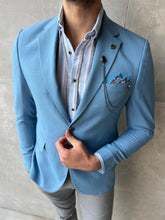 Load image into Gallery viewer, Cooper Slim Fit Mono Collar Double Slim Fit Blue Blazer
