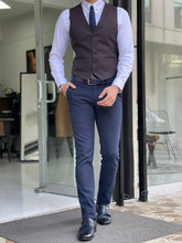 Load image into Gallery viewer, Chad Slim Fit Navy Woolen Vest
