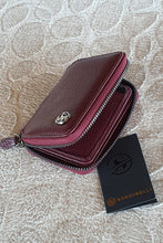 Load image into Gallery viewer, Sardinelli Zippered Leather Mini Wallet Burgundy
