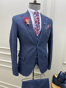 Jones Slim Fit Blue Striped Suit