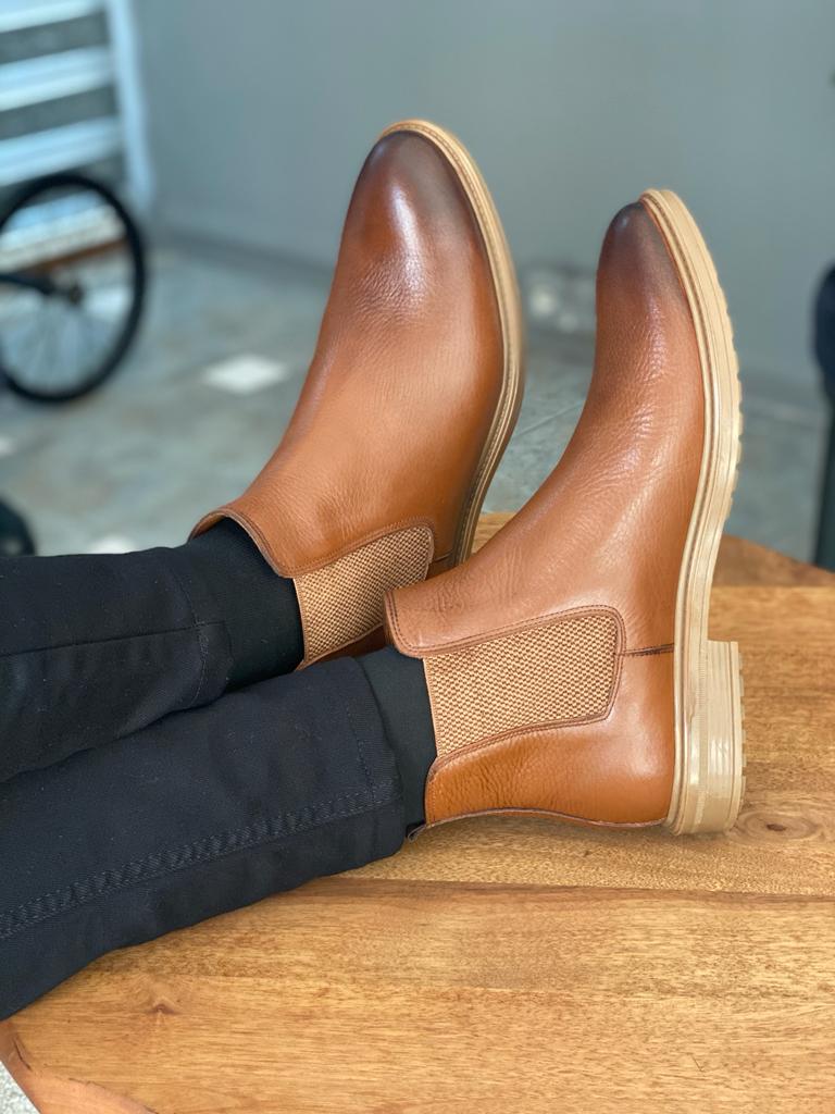 Warren Rubber Genuine Leather Camel Chelsea Boots – MCR TAILOR