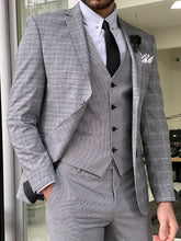 Load image into Gallery viewer, Warwich Slim Fit Plaid Grey Woolen Suit

