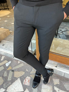 Trent Slim Fit Side Pocket Black Trouser