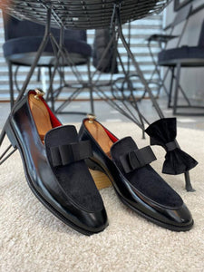 Groom Collection Special Design Velvet Detailed Leather Shoes