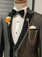 Load image into Gallery viewer, Grant Slim Fit Mono Collared Black Tuxedo

