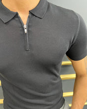 Load image into Gallery viewer, Luke Slim Fit Black Polo Zippered Tees
