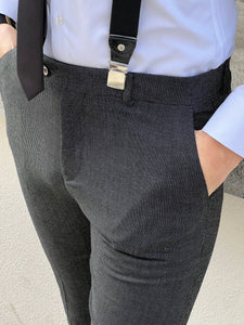 Ben Slim Fit High Quality Super Slim Micro Patterned Black Pants