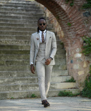 Load image into Gallery viewer, Thread Slim Fit Beige  Suit
