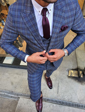 Load image into Gallery viewer, Verno Slim Fit Indigo Plaid Suit
