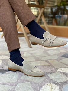 Clover Double Buckled Suede Beige Shoes