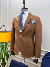 Load image into Gallery viewer, Rick Slim Fit Baroncelli Special Italian Fabric Stamped Camel Woolen Blazer
