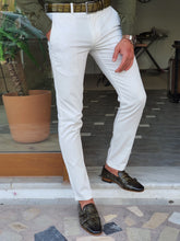 Load image into Gallery viewer, Jake Slim Fit Side Pocket White Cotton Pants
