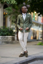 Load image into Gallery viewer, Evan Slim Fit Double Breasted Nubuck Khaki Blazer
