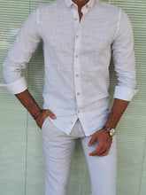 Load image into Gallery viewer, Lucas Slim Fit Striped Biege Linen Shirt
