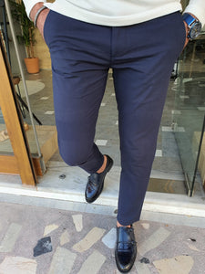 Logan Slim Fit Navy Side Pocket Cotton Pants