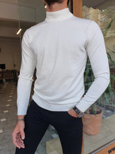 Load image into Gallery viewer, Morris Slim fit Long Sleeve White Turtleneck Sweater

