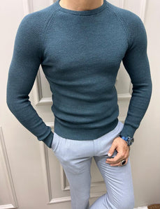 Evan Slim Fit Oil Round Neck Sweater