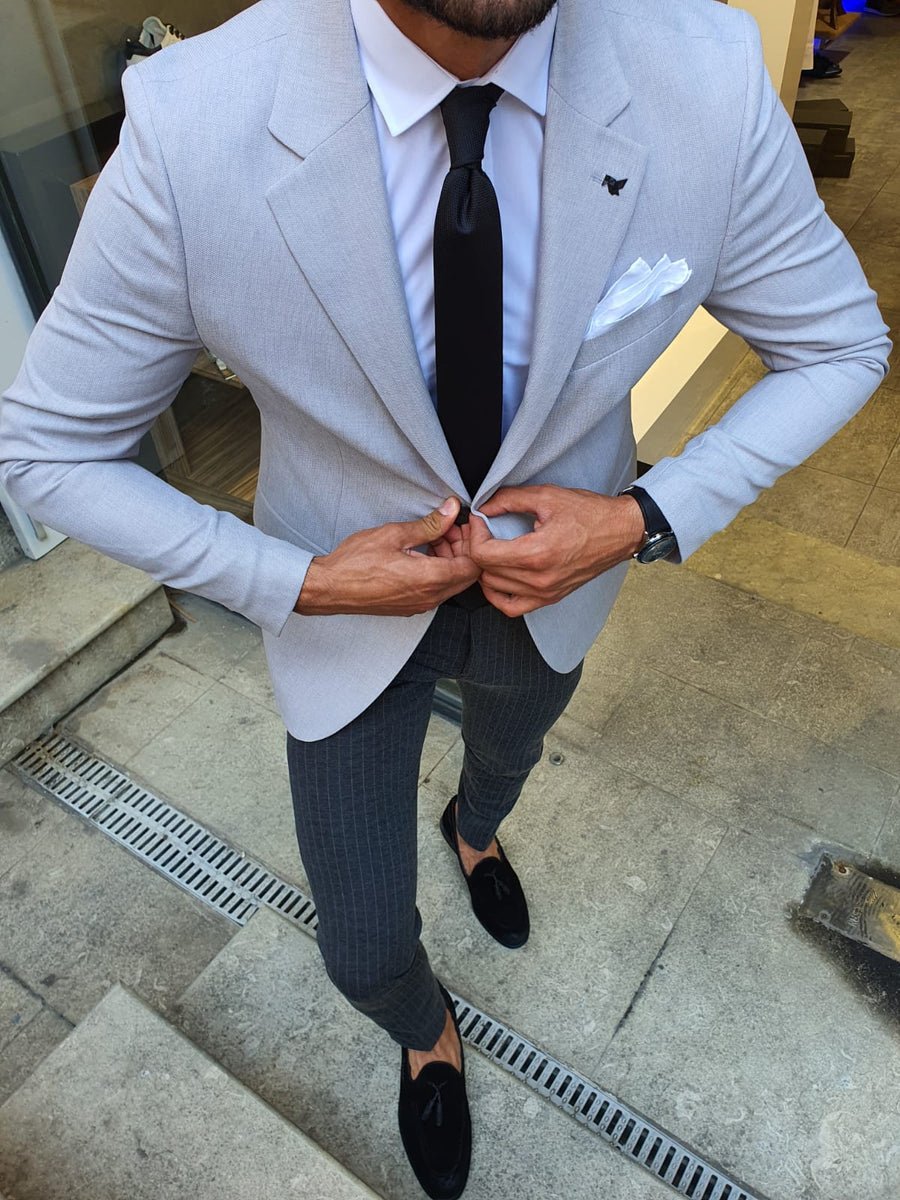 Harringate Slim Fit Grey Cotton Blazer – MCR TAILOR