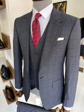 Load image into Gallery viewer, Connor Slim Fit Navy Woolen Plaid Suit

