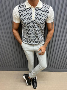 Noah Slim Fit Grey Patterned Knitted Tees