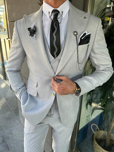 Benson Slim Fit Double Pocket Grey Suit
