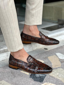 Morrison Croc Loafer with Double Buckle Details