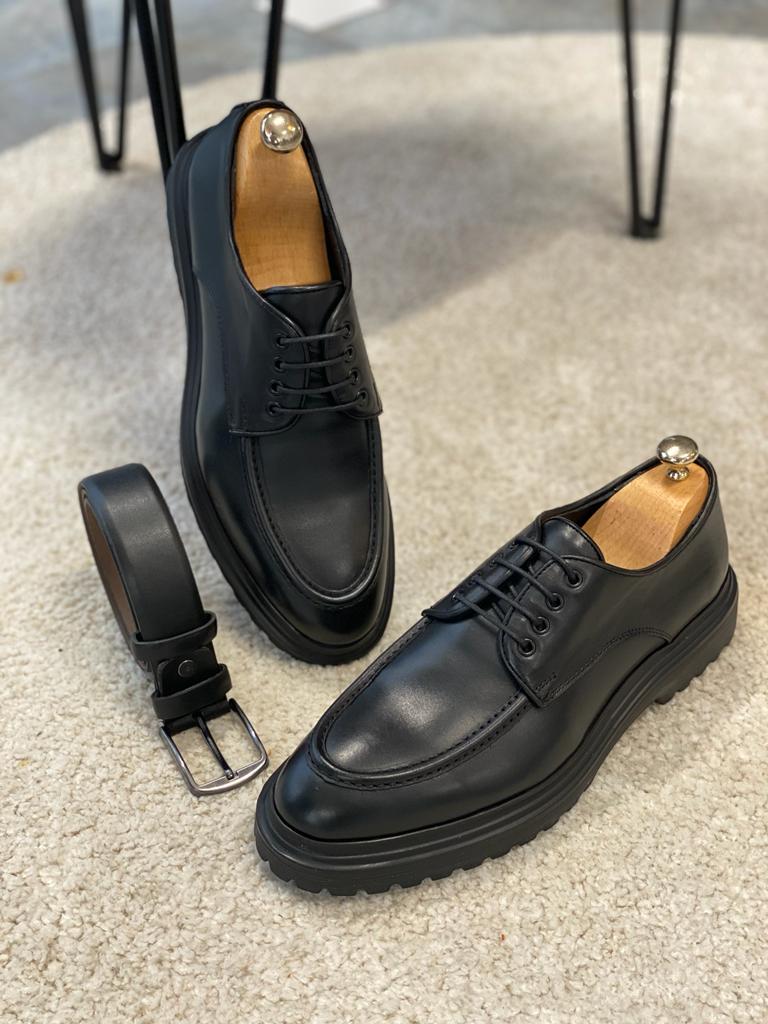 Shelton Special Edition Genuine Leather Eva Black Shoes