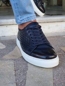 Jason Sardinelli Lace up Eva Sole Navy Grid Sneakers