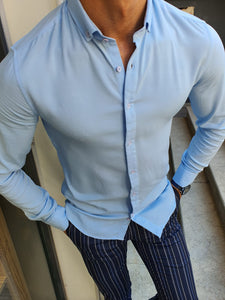 Jhon Slim Fit Buttoned Blue Shirt