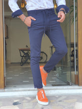Load image into Gallery viewer, Chase Slim Fit Special Edition Zippered Pocket &amp; Rope Detail Navy Pants
