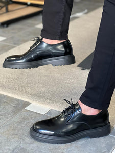 Nate Black Leather Shoes