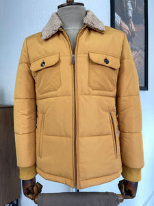 Connor Slim Fit Fur Collared Yellow Jacket