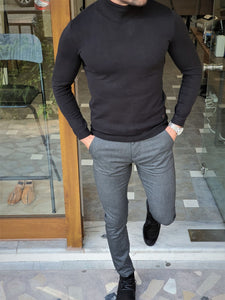 Henry Slim Fit Black Turtleneck