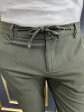 Load image into Gallery viewer, Thread Slim Fit Rope Detailed Khaki Trouser
