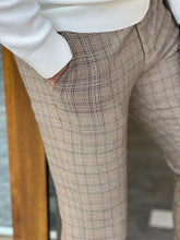 Load image into Gallery viewer, Nate Slim Fit Plaid Beige Striped Pants
