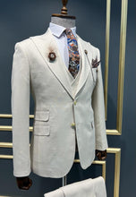 Load image into Gallery viewer, Benson Slim Fit Double Pocket Beige Detailed Suit

