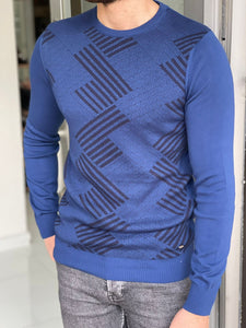 Carson Slim Fit Sax Patterned Sweater