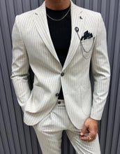 Load image into Gallery viewer, Noah Slim Fit Grey Striped Suit
