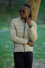 Load image into Gallery viewer, Thread Slim Fit Beige Faux Leather Jacket
