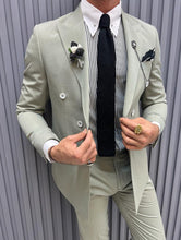 Load image into Gallery viewer, Noah Slim Fit Double Breasted Mint Mono Collar Suit
