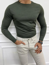 Load image into Gallery viewer, Leon Slim Fit Sleeve Combed Light Weight Khaki Sweater
