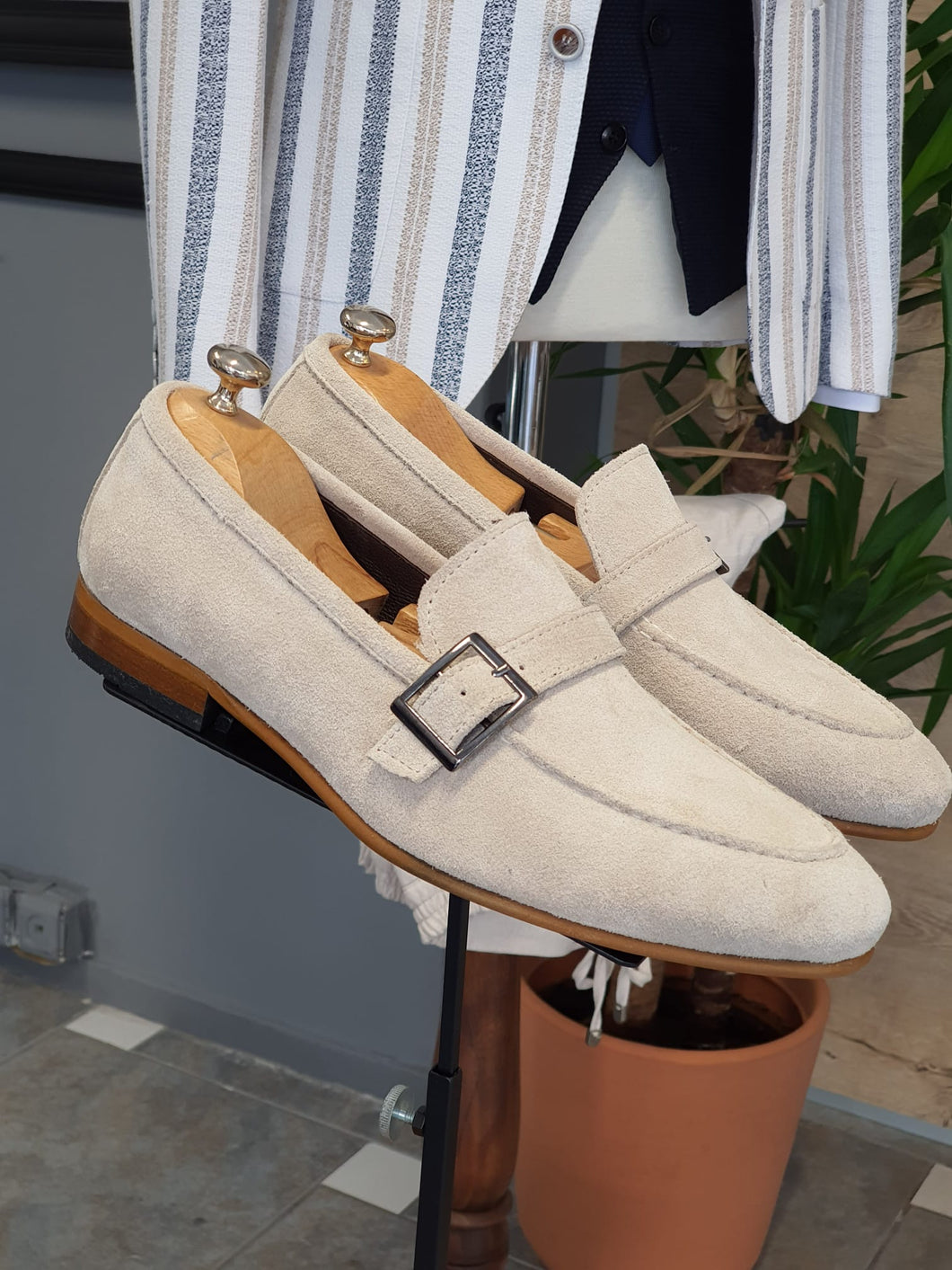 Ross Sardinelli Neolite Suede Beige Leather Shoes