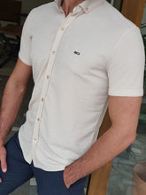 Load image into Gallery viewer, Jake Slim Fit Patterned Short Sleeve Beige Shirt
